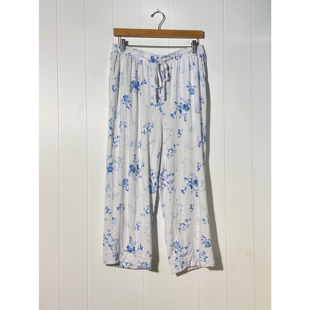Loft Sleep · M · Blue Floral · Modal Spandex GirlSoft Capri Pajama Lounge Pants - Picture 2 of 7